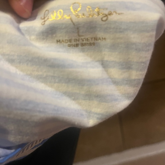 Lilly Pulitzer Agee Shirt Dress Blue White Stripe size large costal - Picture 4 of 5